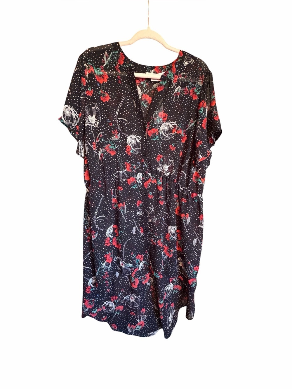In Every Story sheer floral blouse. V Neck-Button front-Hi/Low-Size 1X NWT